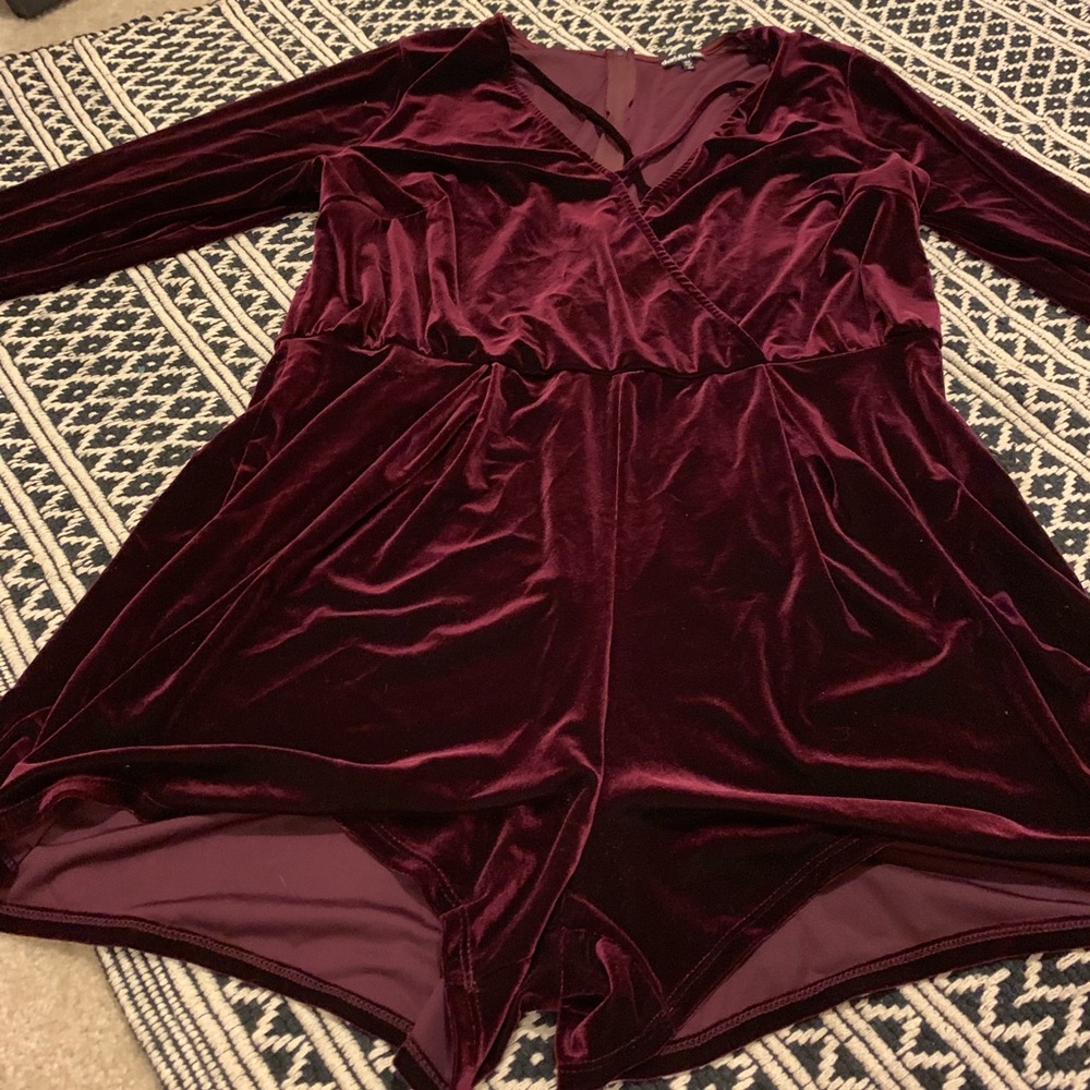 Maroon velvet romper
